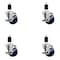 Service Caster 3'' SS Solid Poly Swivel 1-1/2'' Expanding Stem Caster Set with Brake, 4PK SCC-SSEX20S314-SPUS-TLB-112-4 - alternate 1